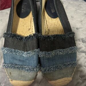 Michael Kors Two-Tone Denim Espadrille Flats in Dark Blue and Light Blue
